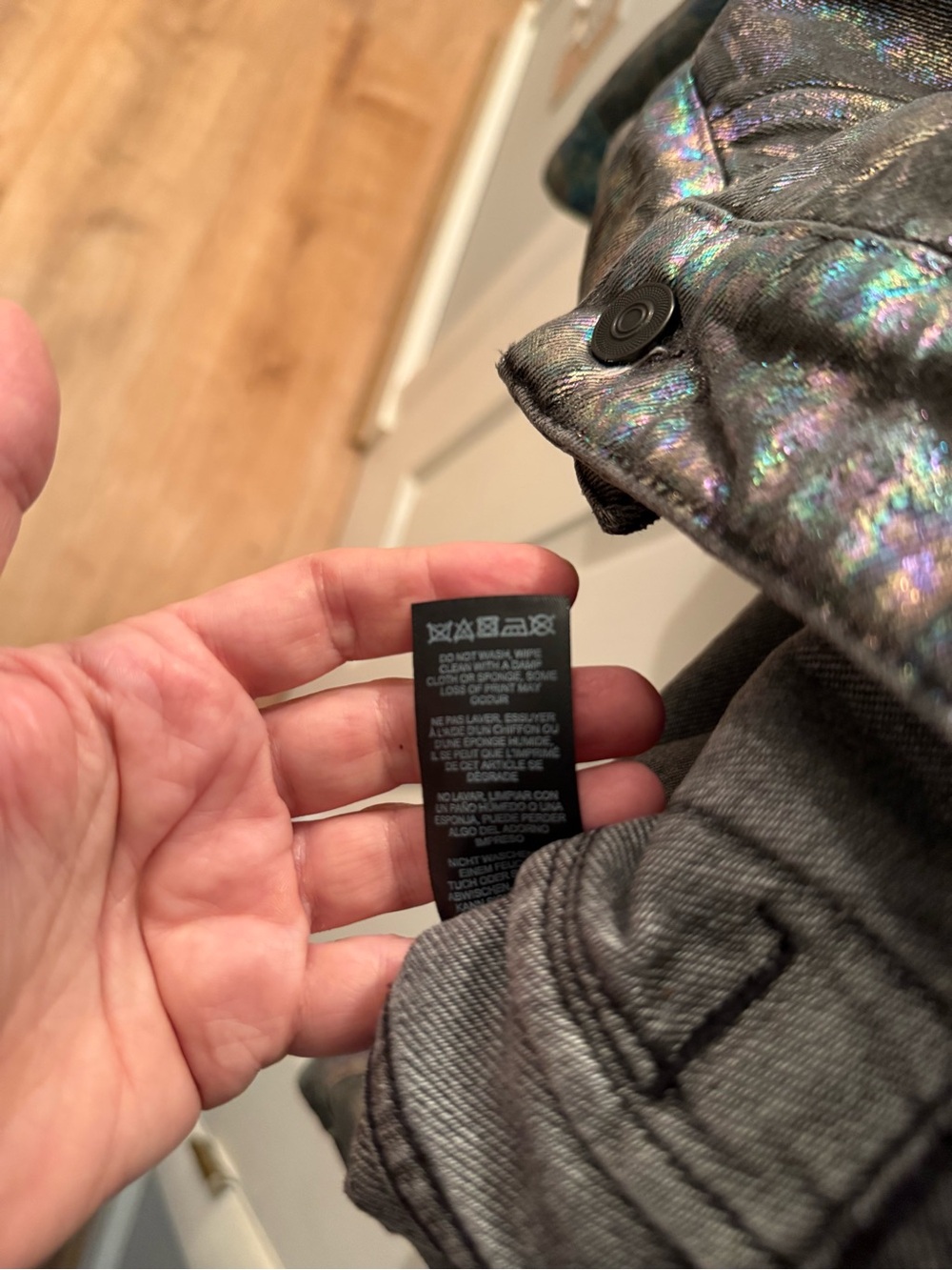ASOS Holographic Metallic Oil Slick Trucker Jacket - Iridescent - Picture 8 of 10